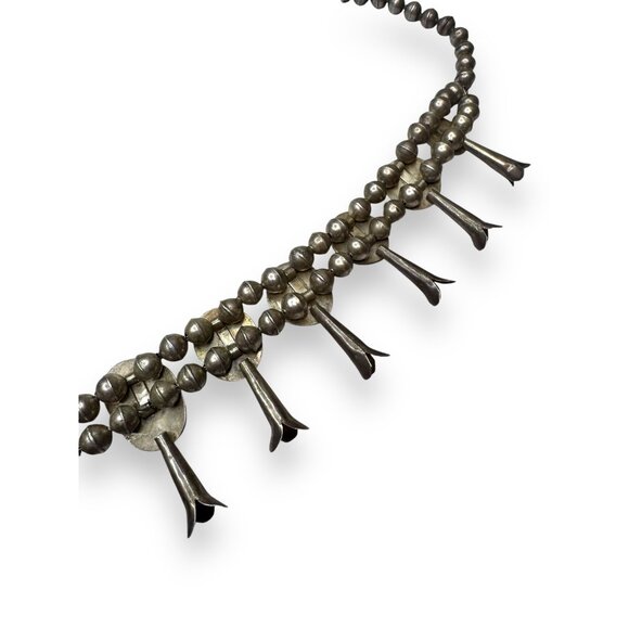 Old Pawn Navajo Sterling Turquoise Squash Blossom Necklace 26" 185g Vintage - Picture 11 of 16